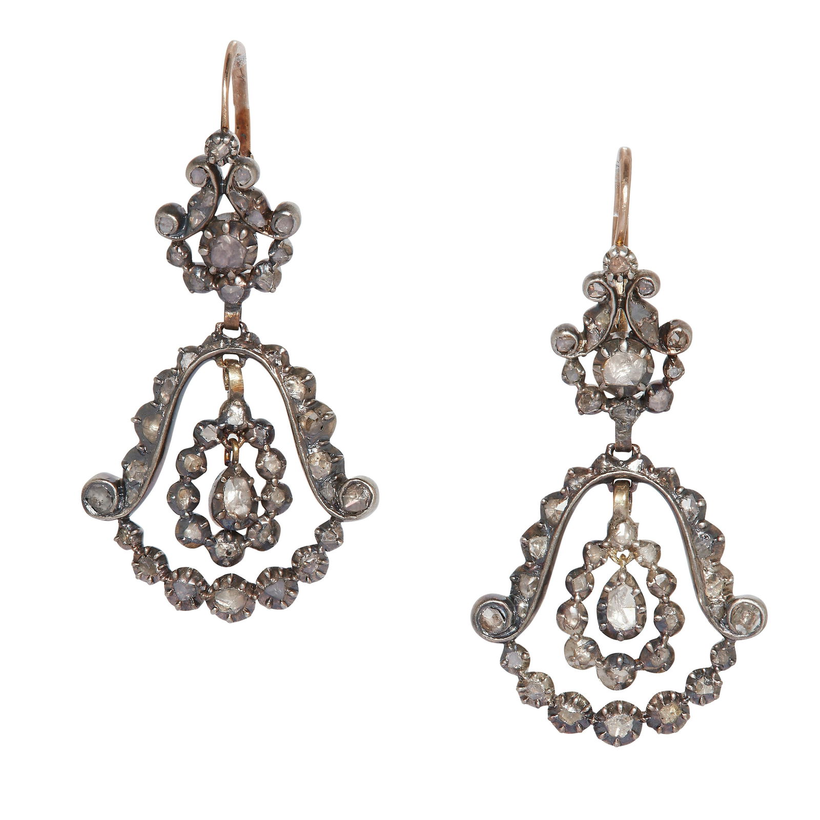 PAIR OF ANTIQUE DIAMOND DROP EARRINGS (1 of 2)