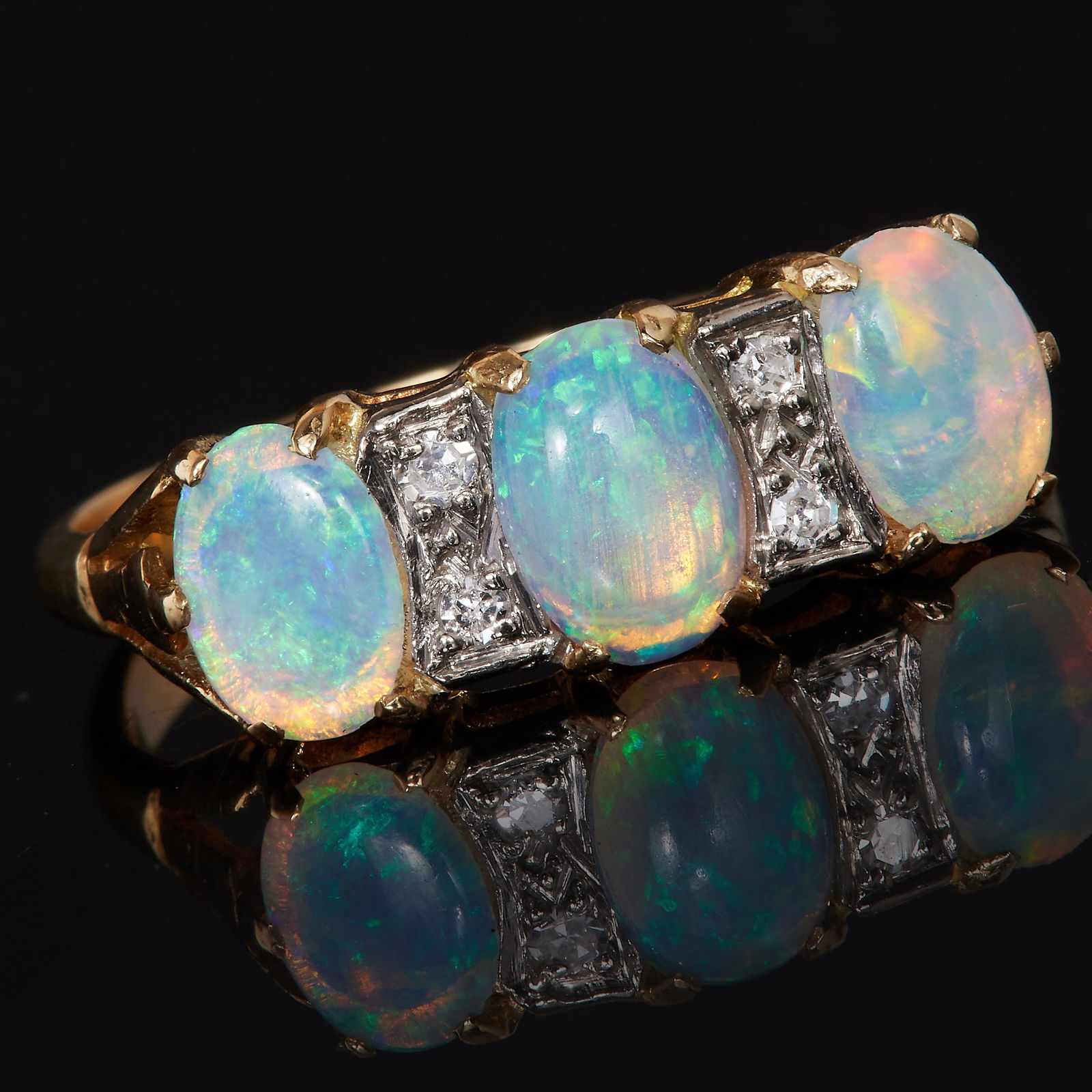 NO RESERVE, OPAL AND DIAMOND RING (1 of 1)