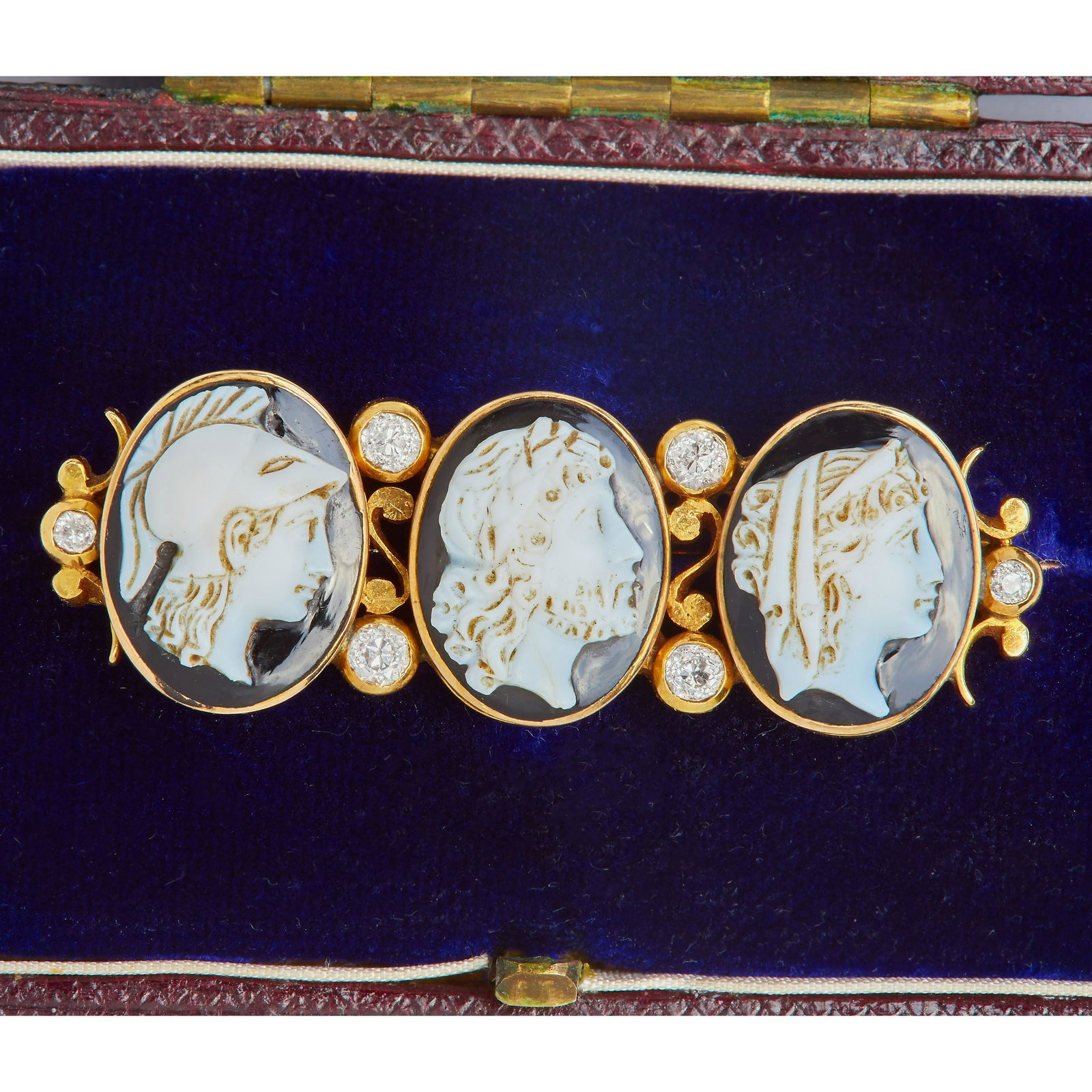 RARE VICTORIAN CAMEO AND DIAMOND BAR BROOCH (1 of 1)