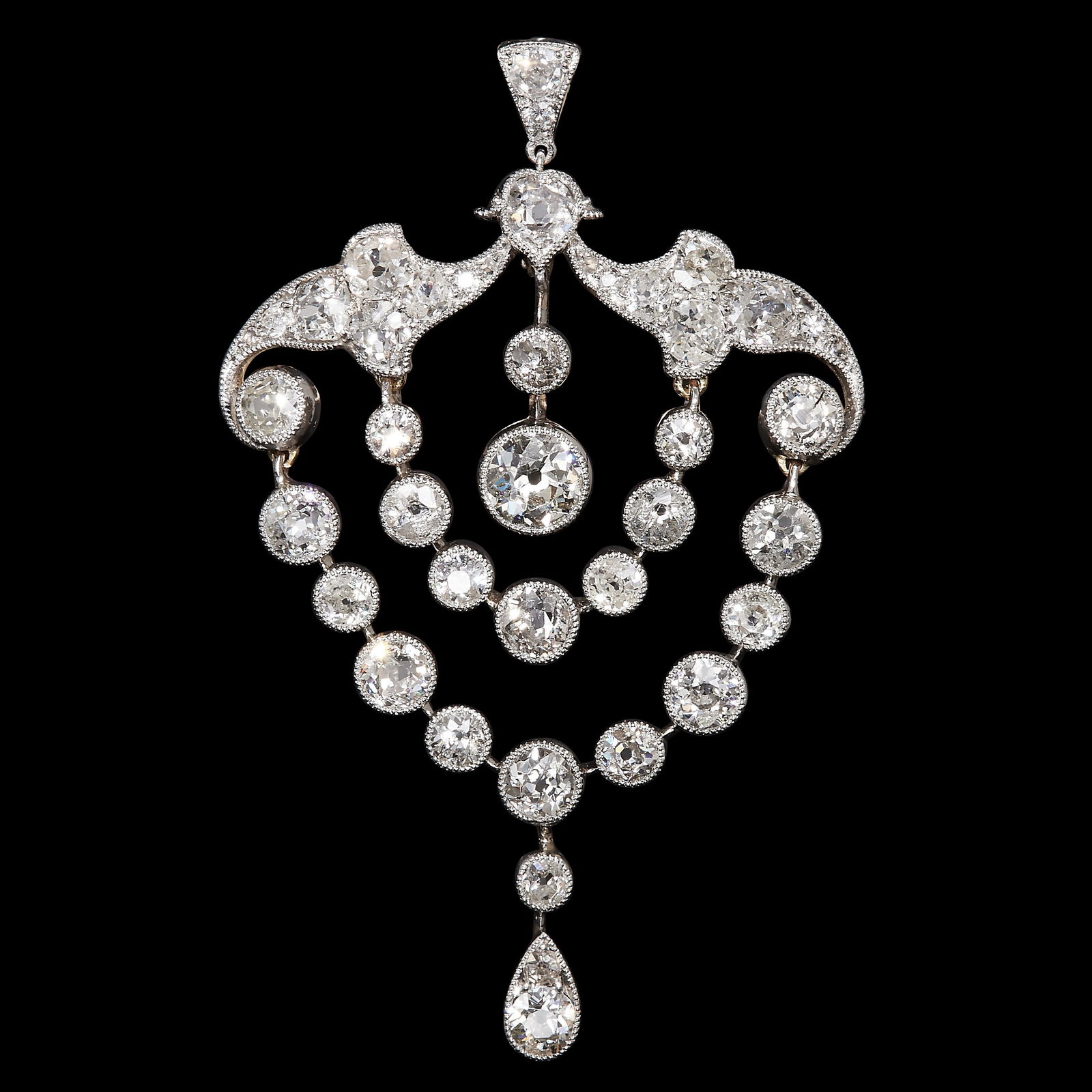 BELLE-EPOQUE DIAMOND DROP BROOCH/PENDANT (1 of 1)