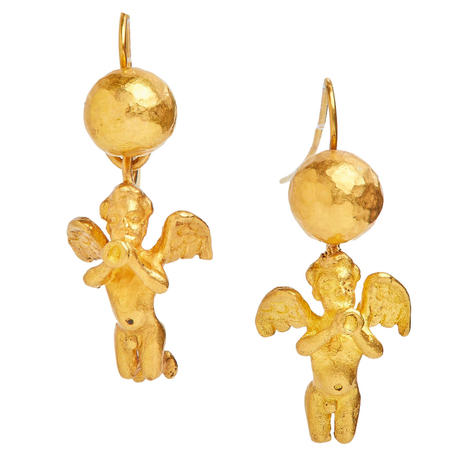 RARE PAIR OF GOLD PUTTI DROP EARRINGS (1 of 1)