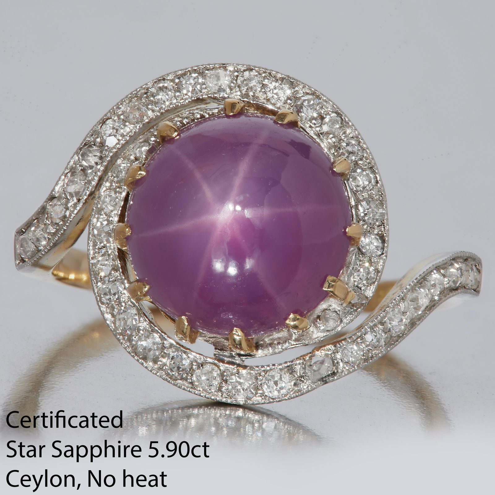 CERTIFICATED PURPLE FANCY STAR SAPPHIRE AND DIAMOND RING (1 of 1)