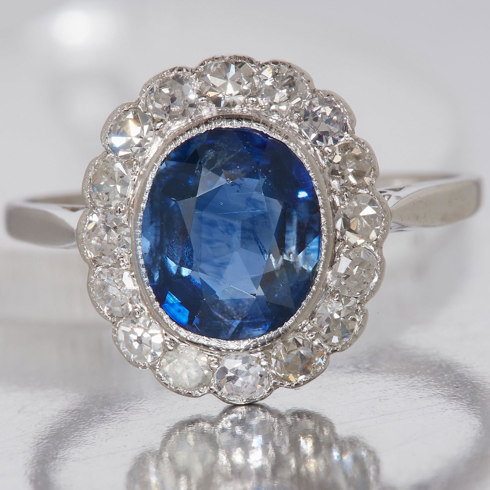 SAPPHIRE AND DIAMOND CLUSTER RING (1 of 1)