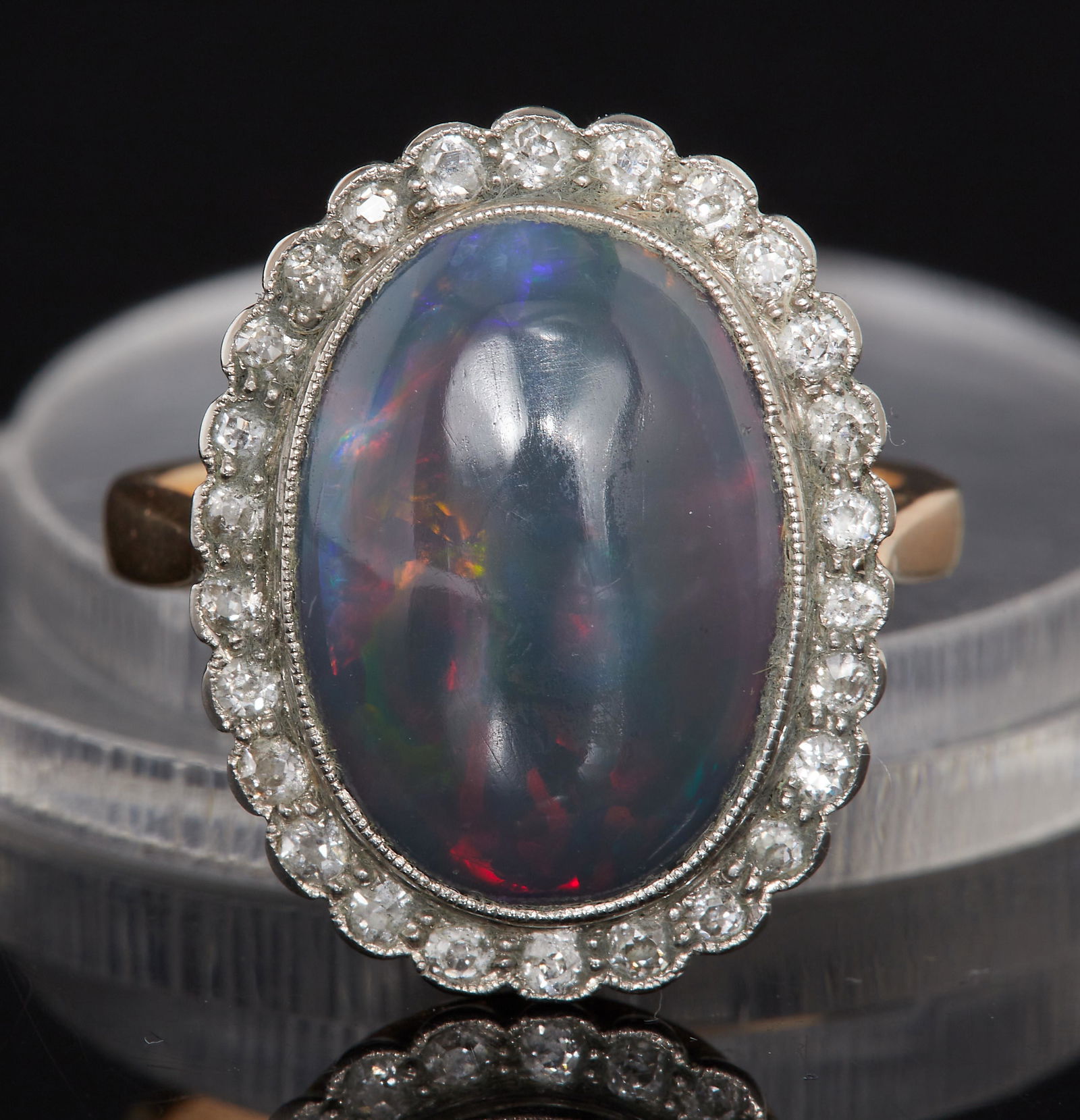 LARGE OPAL AND DIAMOND CLUSTER RING (1 of 1)