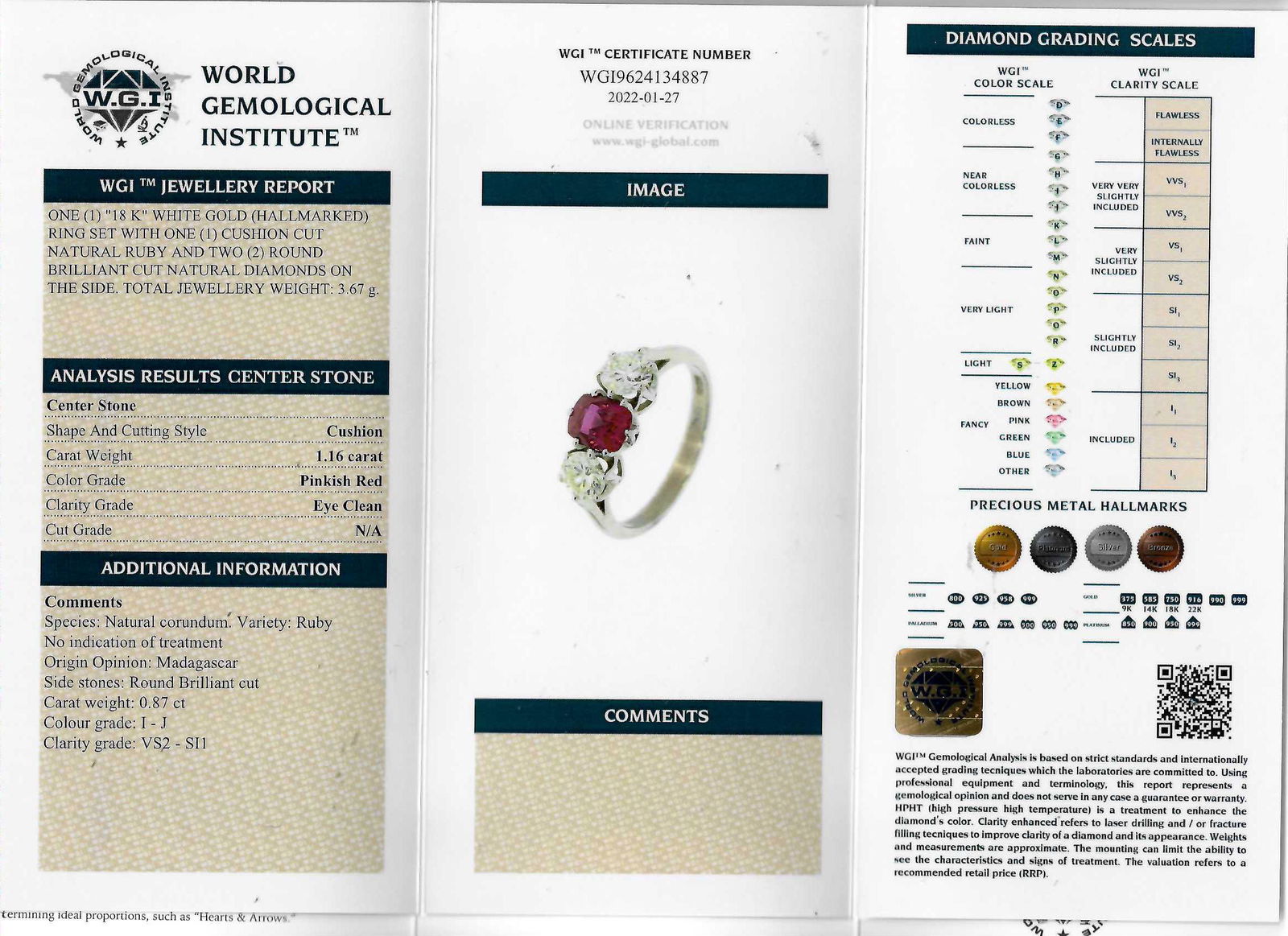 CERTIFICATED RUBY AND DIAMOND 3-STONE RING (1 of 2)