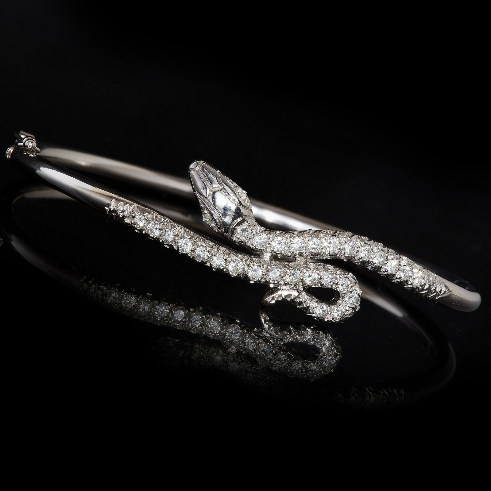 DIAMOND SNAKE HINGED BANGLE (1 of 1)