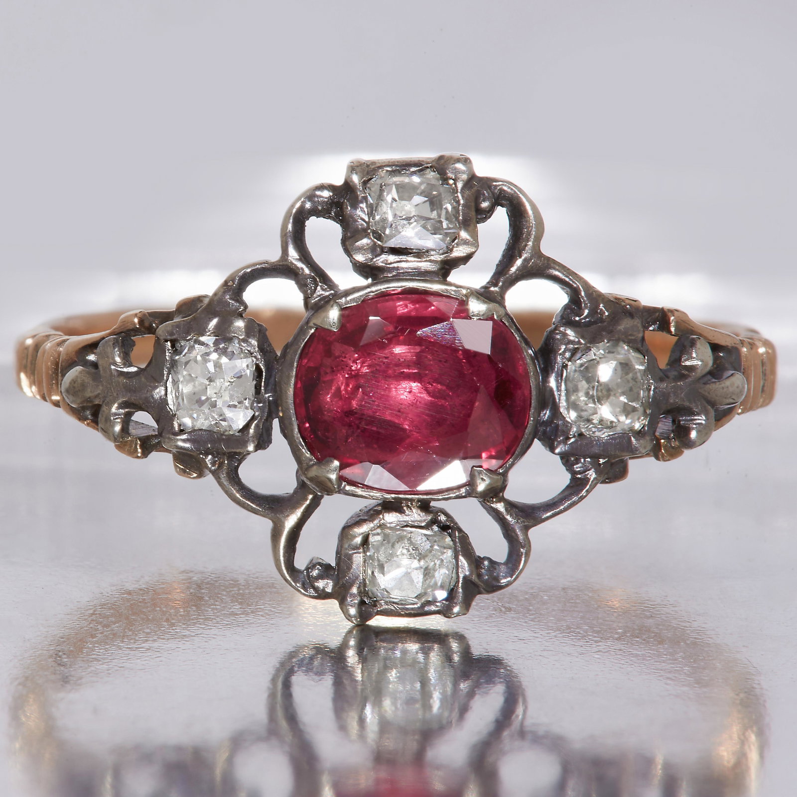 GEORGIAN RUBY AND DIAMOND RING (1 of 1)