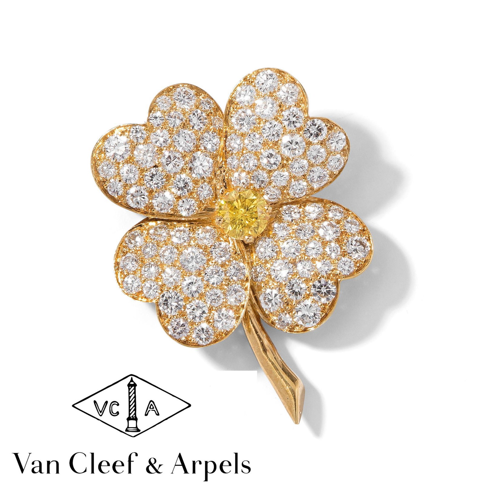 VAN CLEEF & ARPELS 'COSMOS' DIAMOND AND YELLOW DIAMOND FLOWER BROOCH (1 of 2)