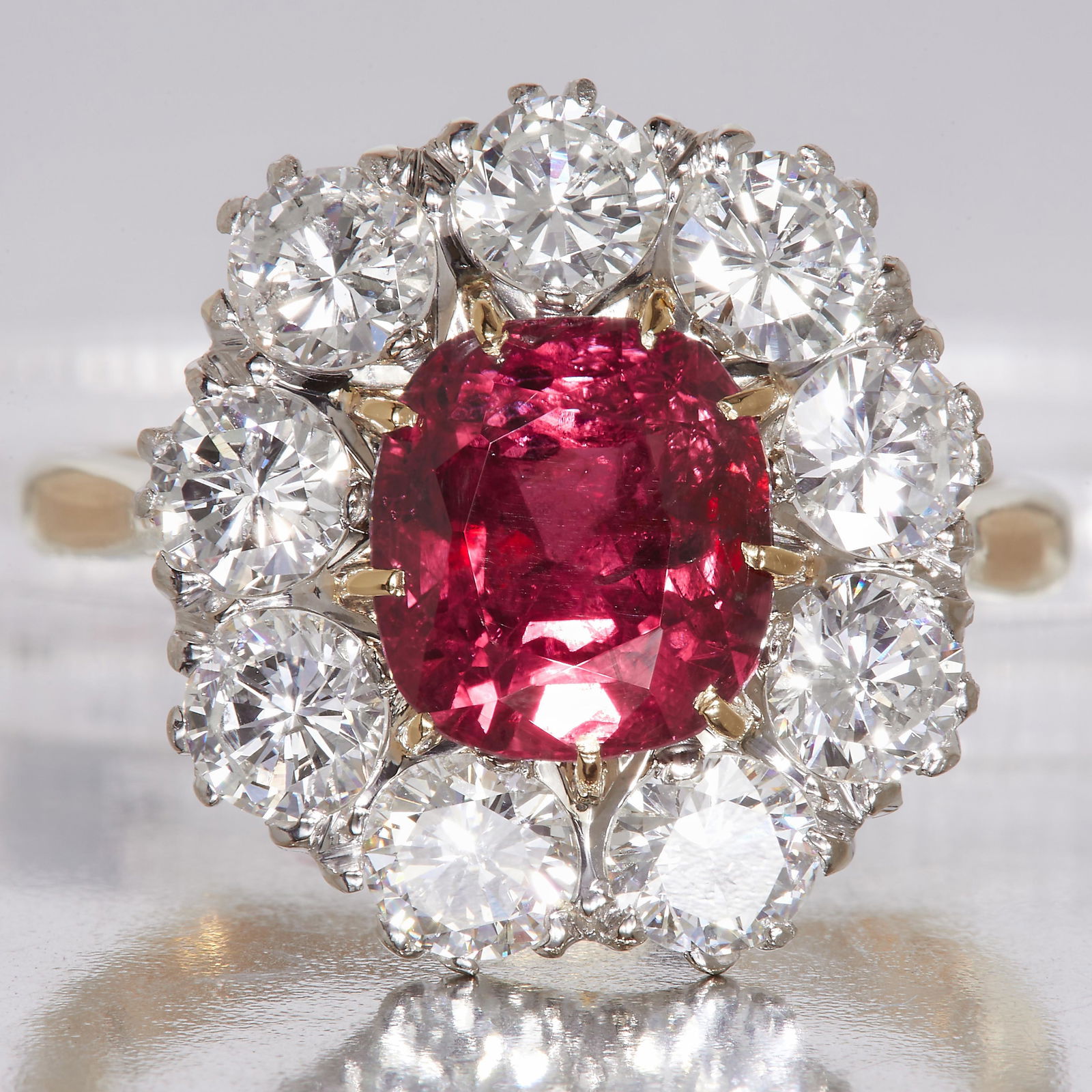 BEAUTIFUL RUBY AND DIAMOND CLUSTER RING (1 of 1)