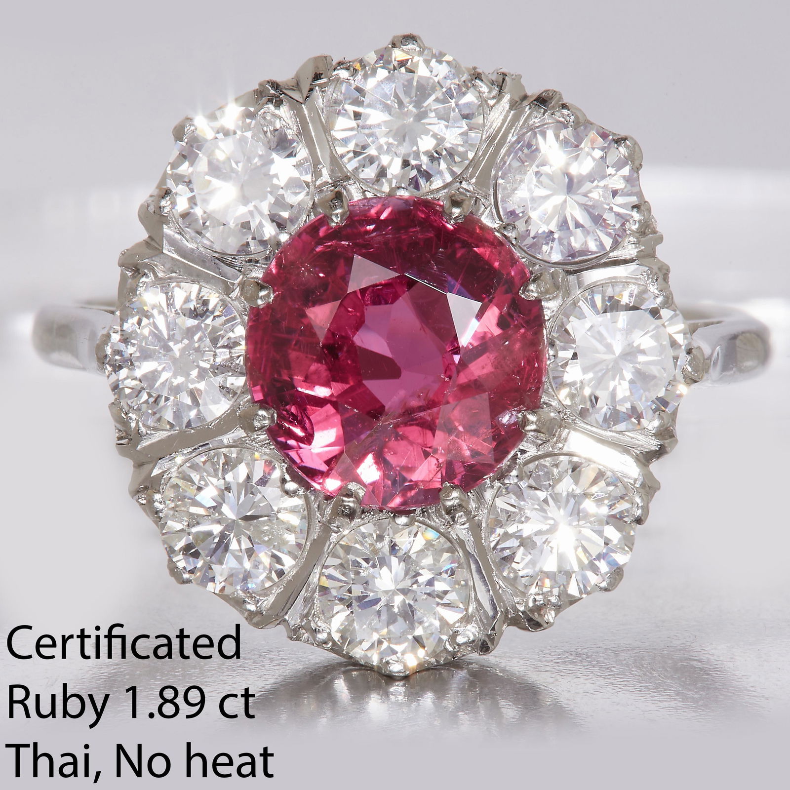 CERTIFICATED RUBY AND DIAMOND CLUSTER RING (1 of 1)