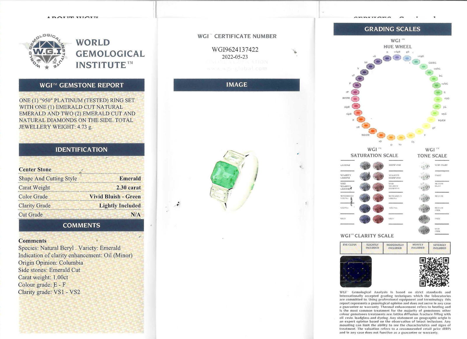 CERTIFICATED COLOMBIAN EMERALD AND DIAMOND RING (1 of 2)