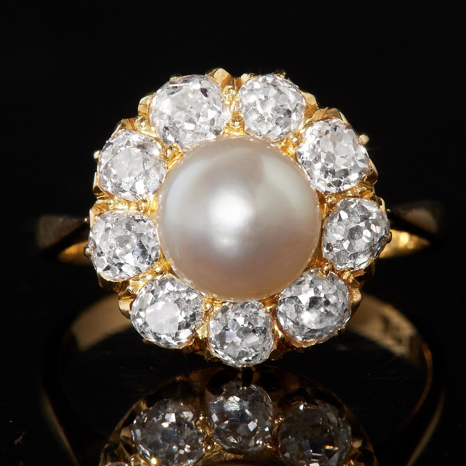 PEARL AND DIAMOND CLUSTER RING (1 of 1)