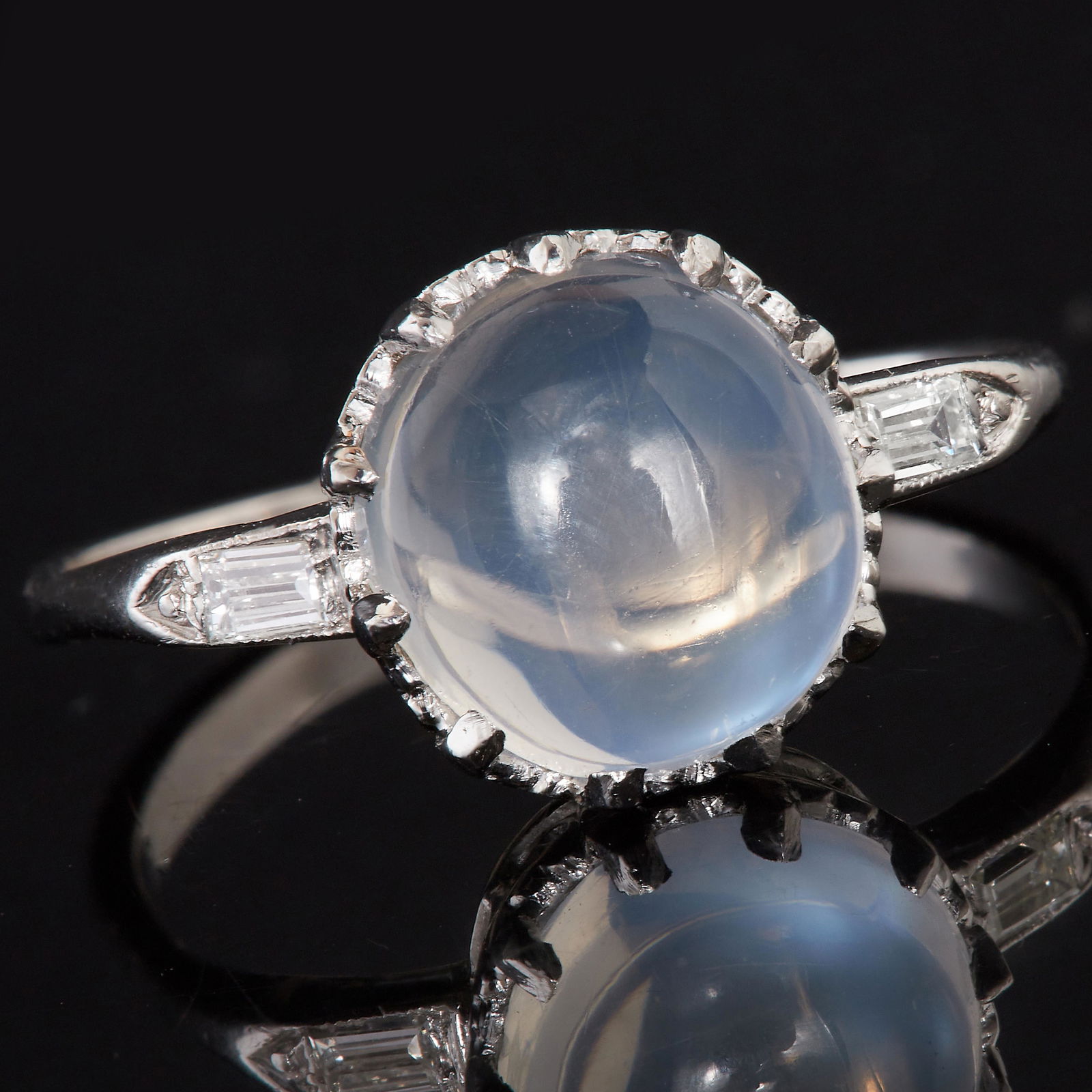 MOONSTONE AND DIAMOND RING (1 of 1)