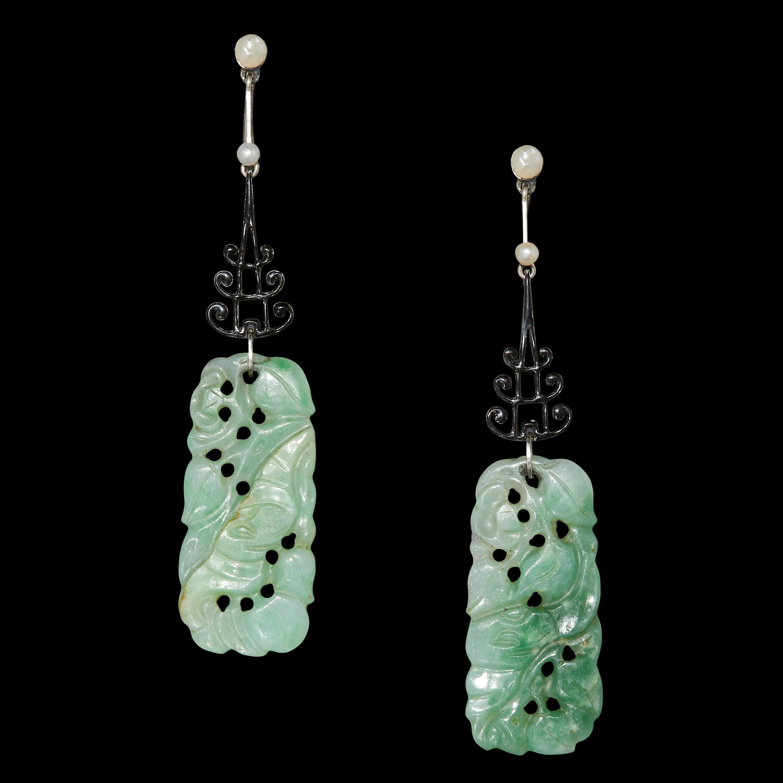 JADE AND PEARL DROP EARRINGS (1 of 1)