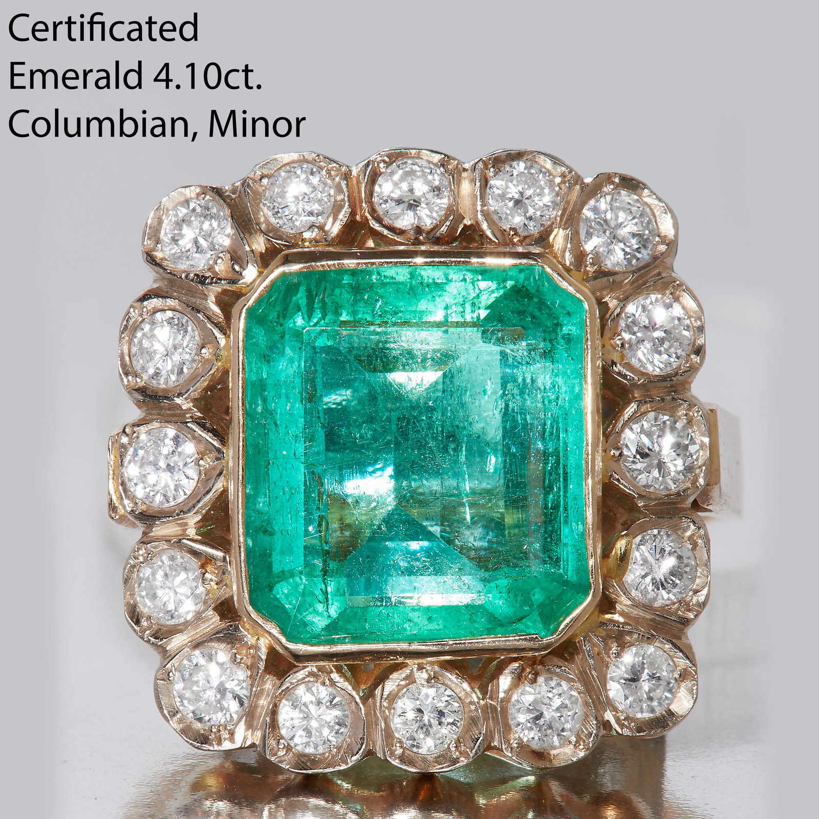 IMPRESSIVE CERTIFIED EMERALD AND DIAMOND CLUSTER RING (1 of 1)