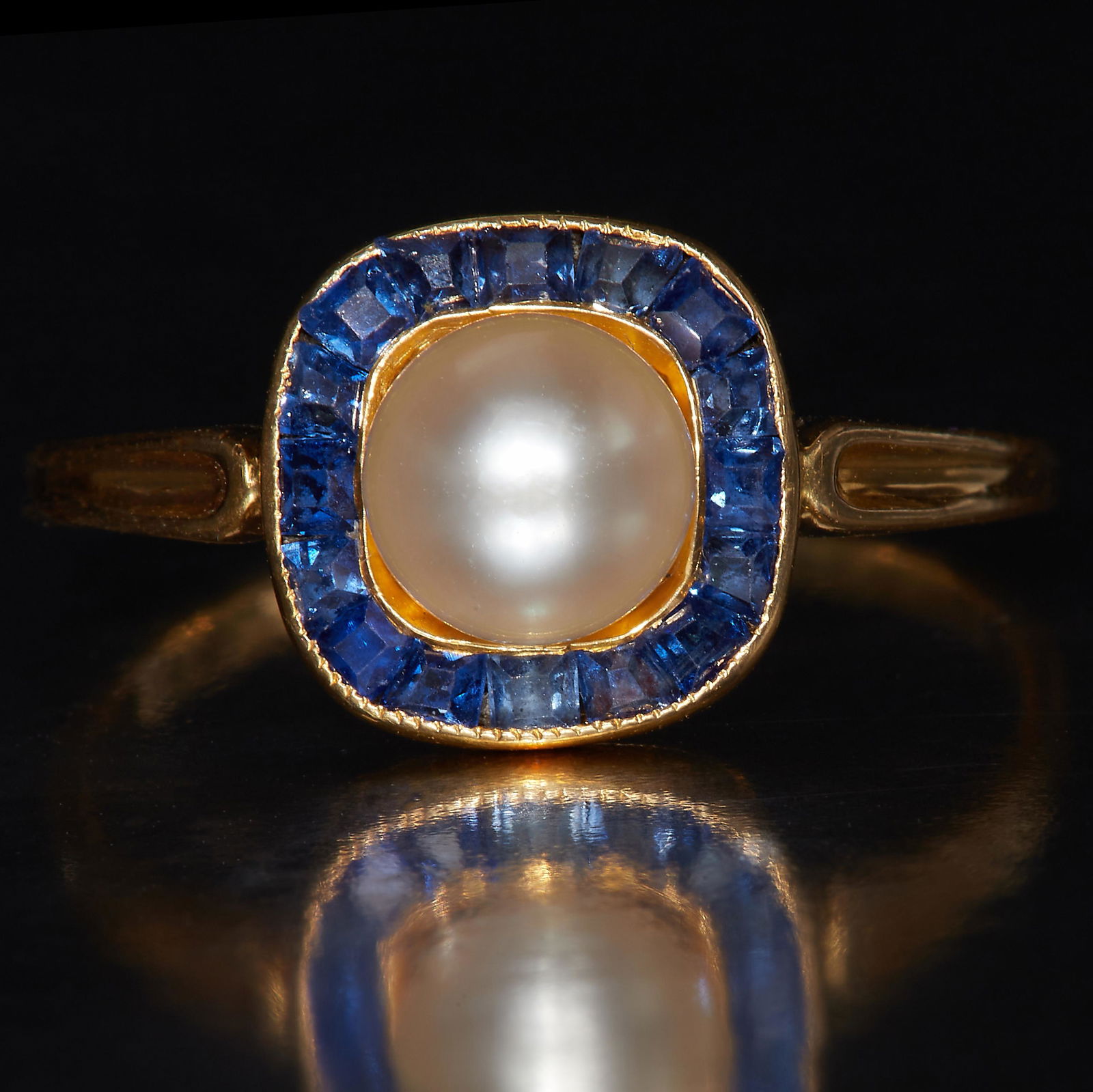 PEARL AND SAPPHIRE CLUSTER RING (1 of 1)