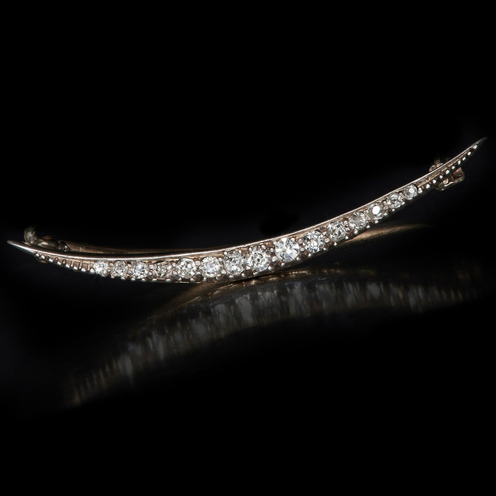 VICTORIAN DIAMOND CRESCENT BROOCH (1 of 1)