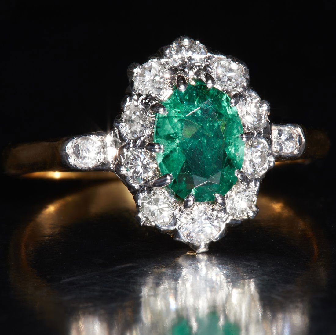 EMERALD AND DIAMOND CLUSTER RING (1 of 1)
