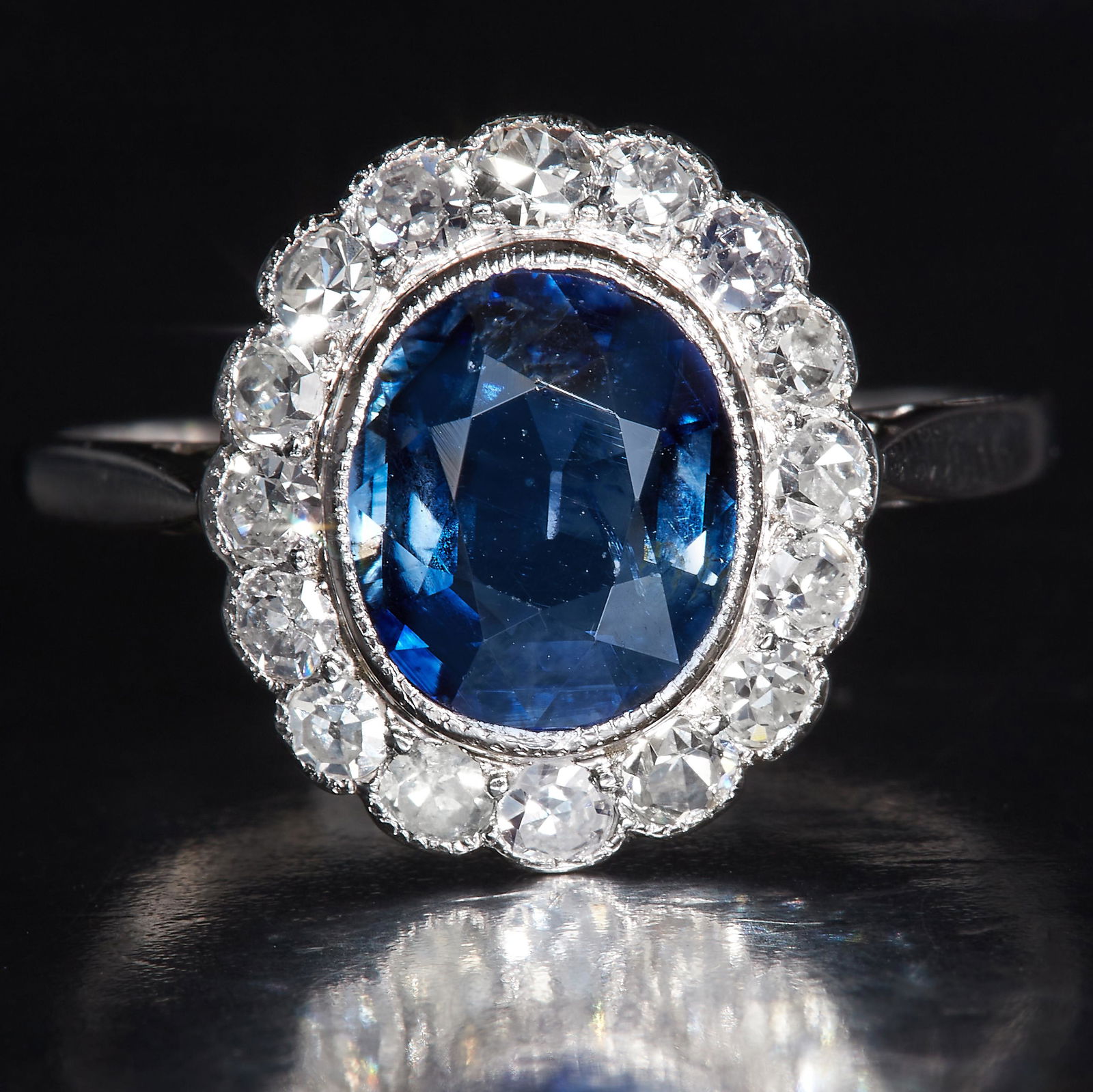 SAPPHIRE AND DIAMOND CLUSTER RING (1 of 1)