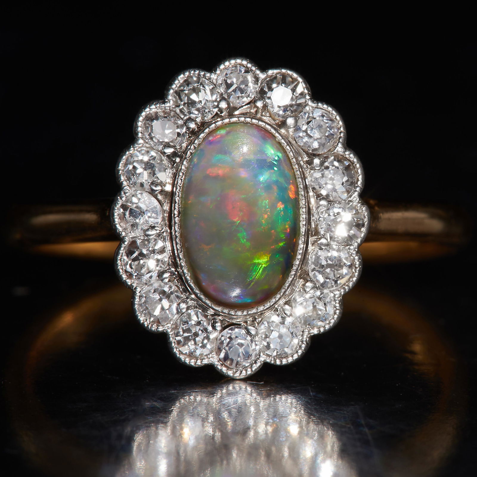 OPAL AND DIAMOND CLUSTER RING (1 of 1)