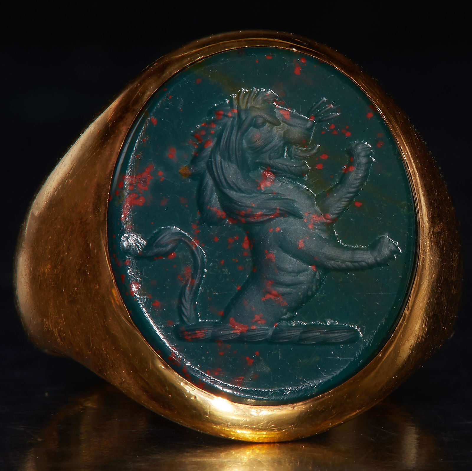 BLOODSTONE INTAGLIO SEAL RING (1 of 1)