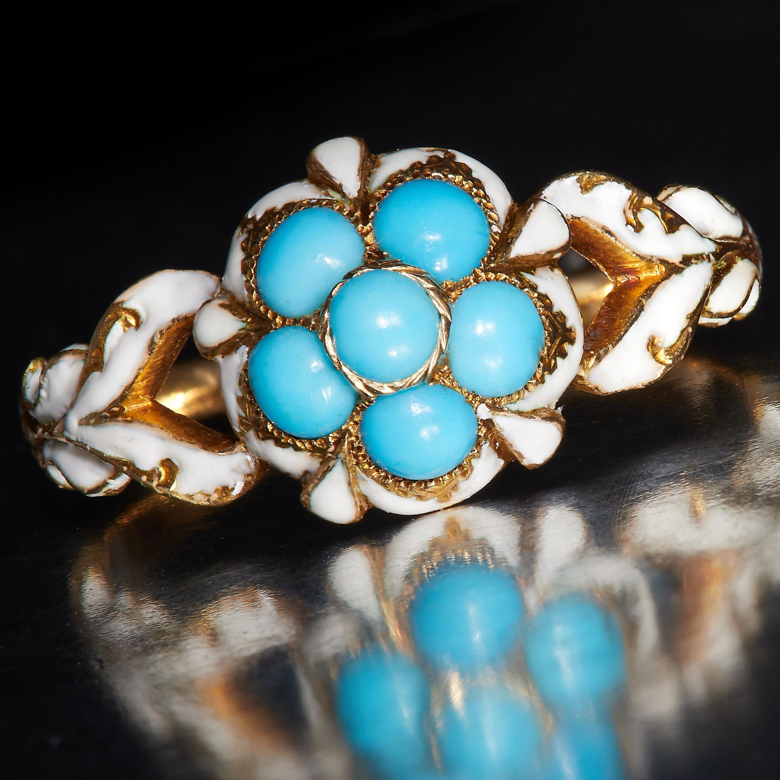 VICTORIAN ENAMEL AND TURQUOISE RING (1 of 3)