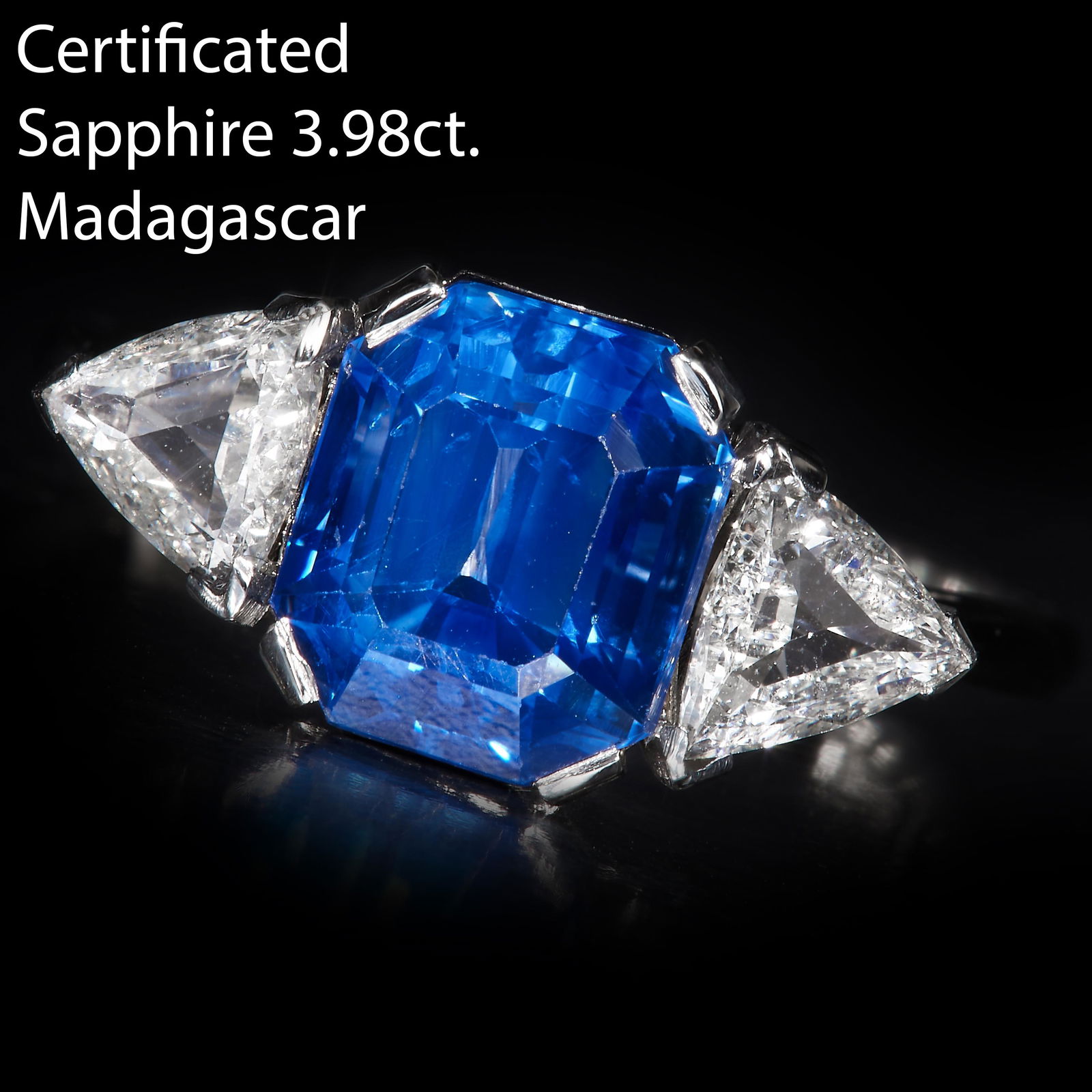 CERTIFICATED SAPPHIRE AND DIAMOND 3-STONE RING (1 of 1)