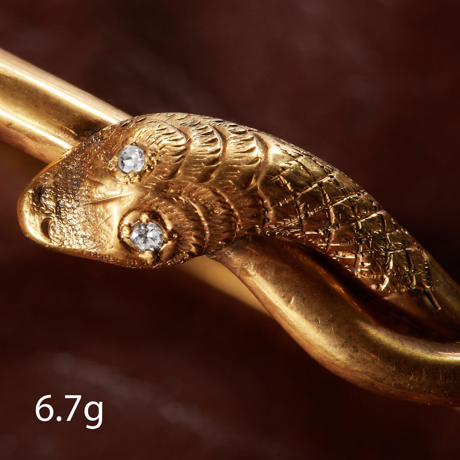 ANTIQUE VICTORIAN GOLD SNAKE BANGLE WITH DIAMOND EYES (1 of 2)