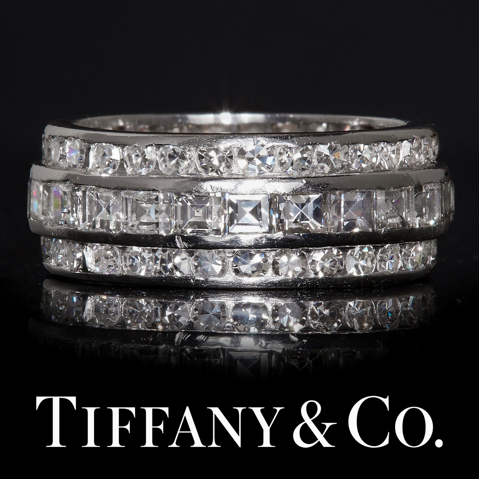 TIFFANY & CO, 3-ROW DIAMOND ETERNITY RING (1 of 1)