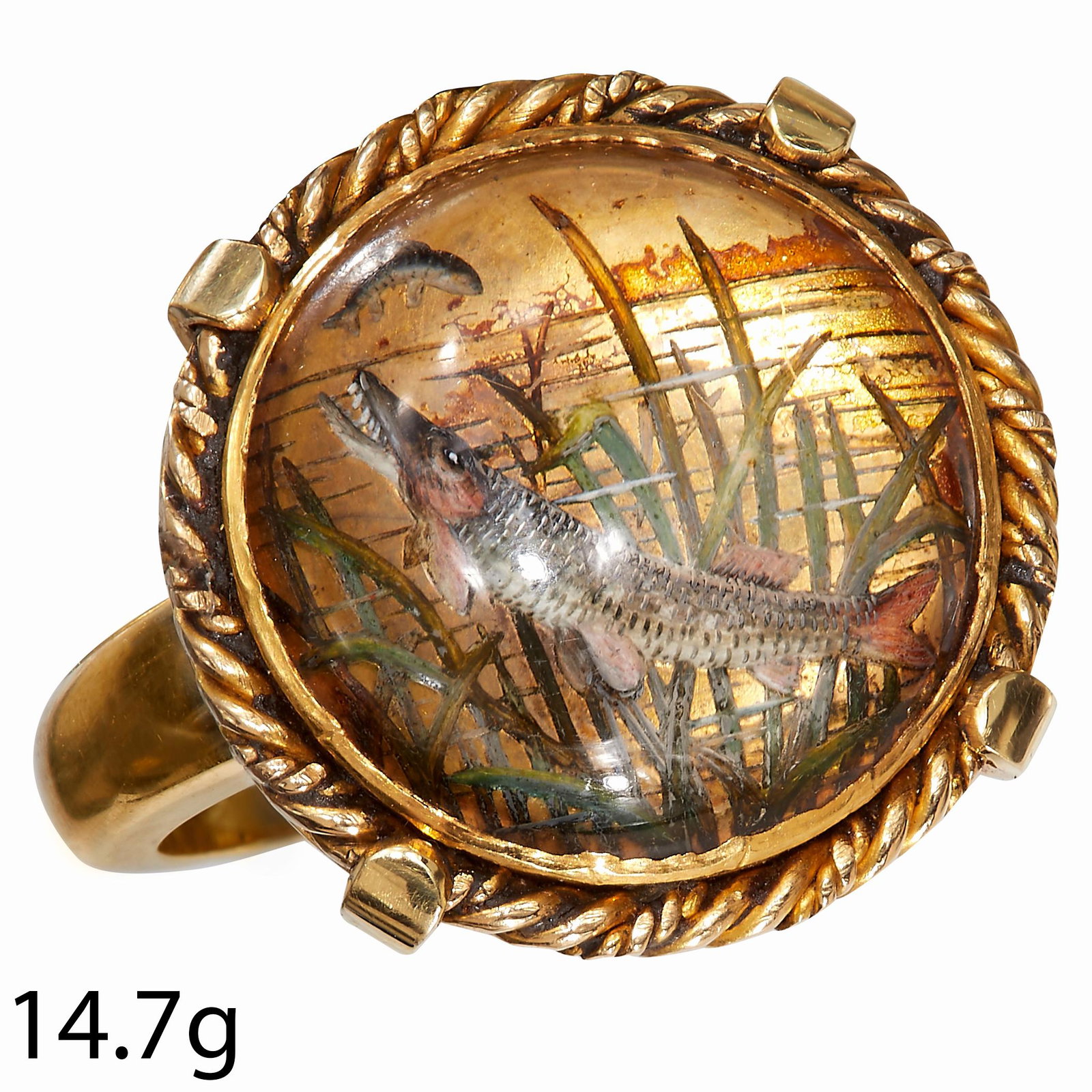 ANTIQUE ESSEX CRYSTAL REVERSE INTAGLIO RING (1 of 1)