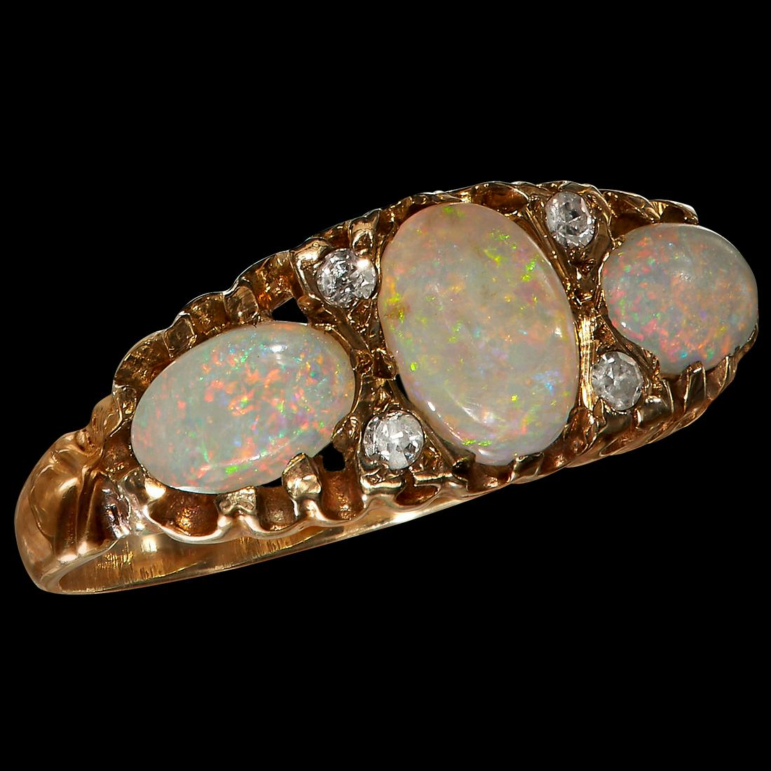 ANTIQUE OPAL AND DIAMOND RING (1 of 1)
