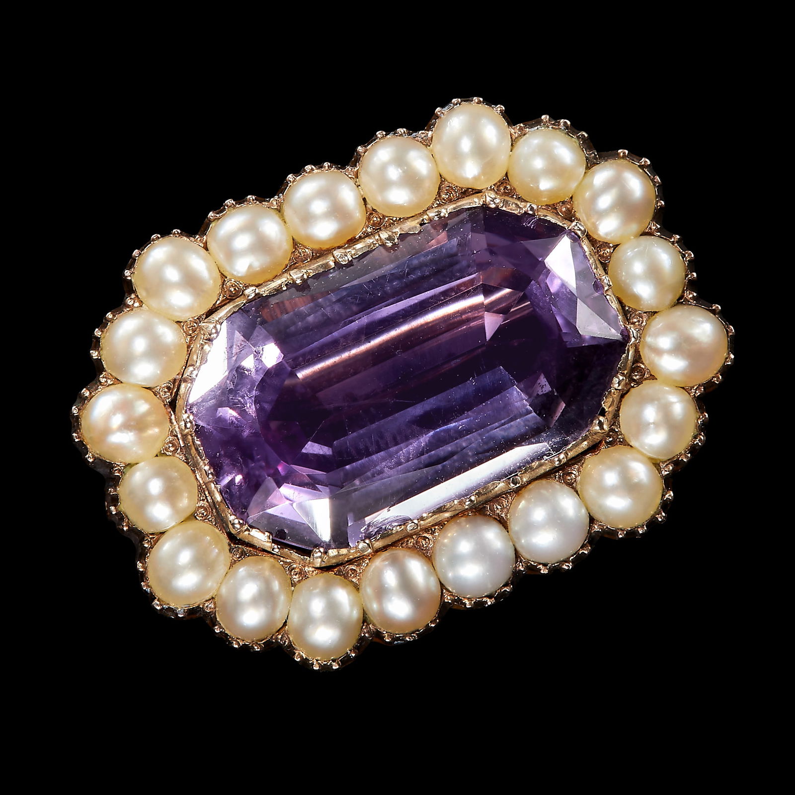 ANTIQUE AMETHYST AND PEARL BROOCH (1 of 1)