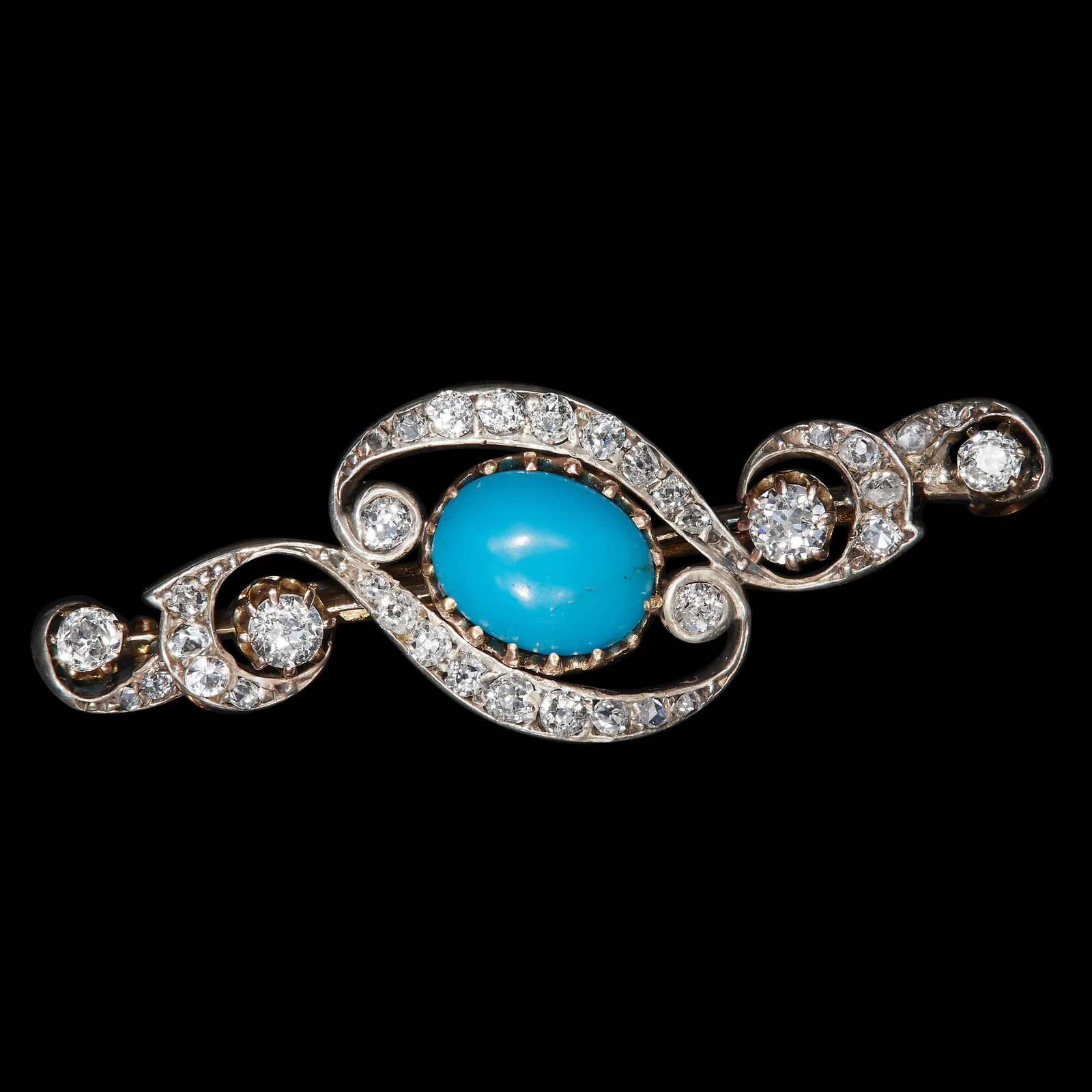 VICTORIAN TURQUOISE AND DIAMOND BROOCH (1 of 1)