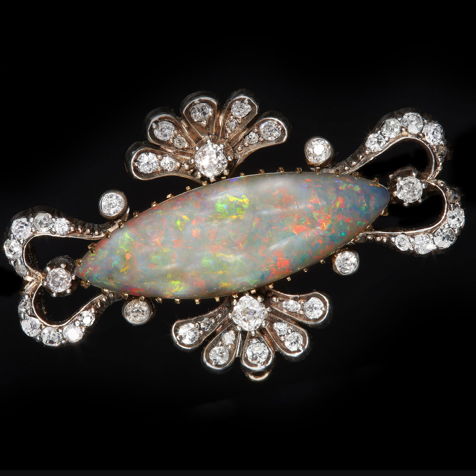 ANTIQUE BELLE EPOQUE OPAL AND DIAMOND BROOCH (1 of 1)