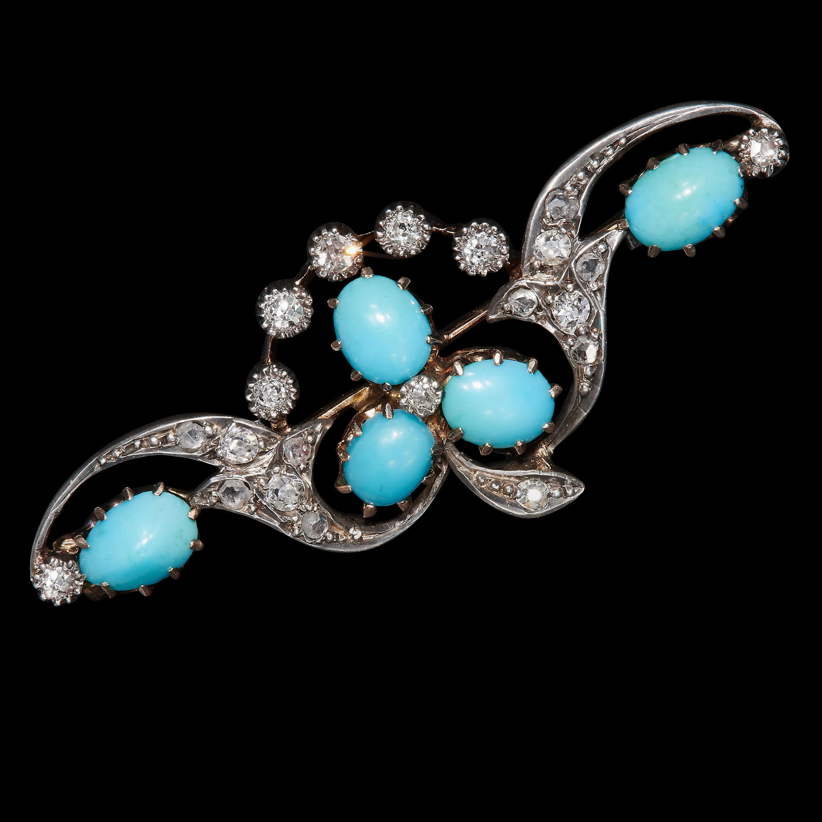 VICTORIAN TURQUOISE AND DIAMOND BROOCH (1 of 1)