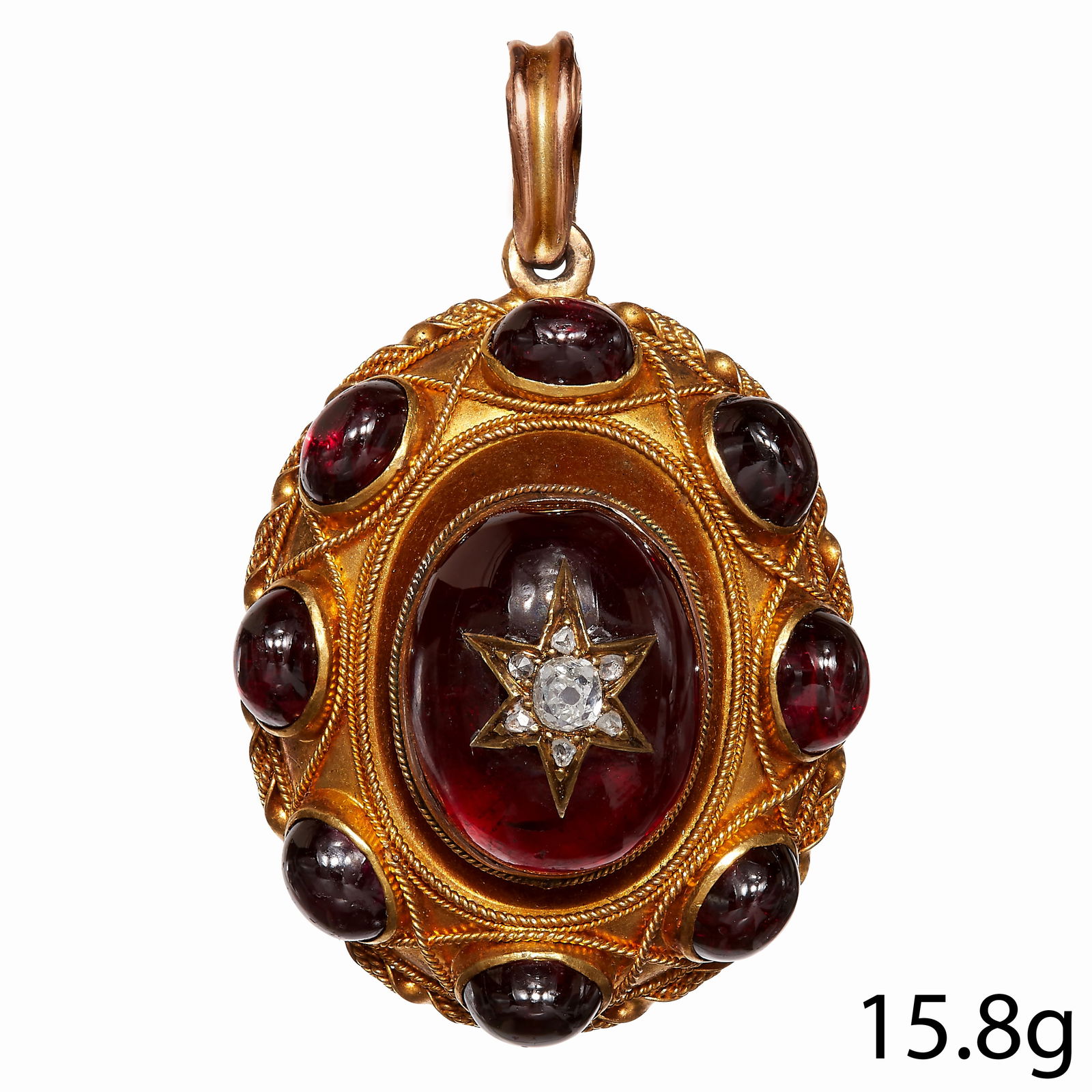 FINE ANTIQUE VICTORIAN DIAMOND AND GARNET PENDANT (1 of 1)