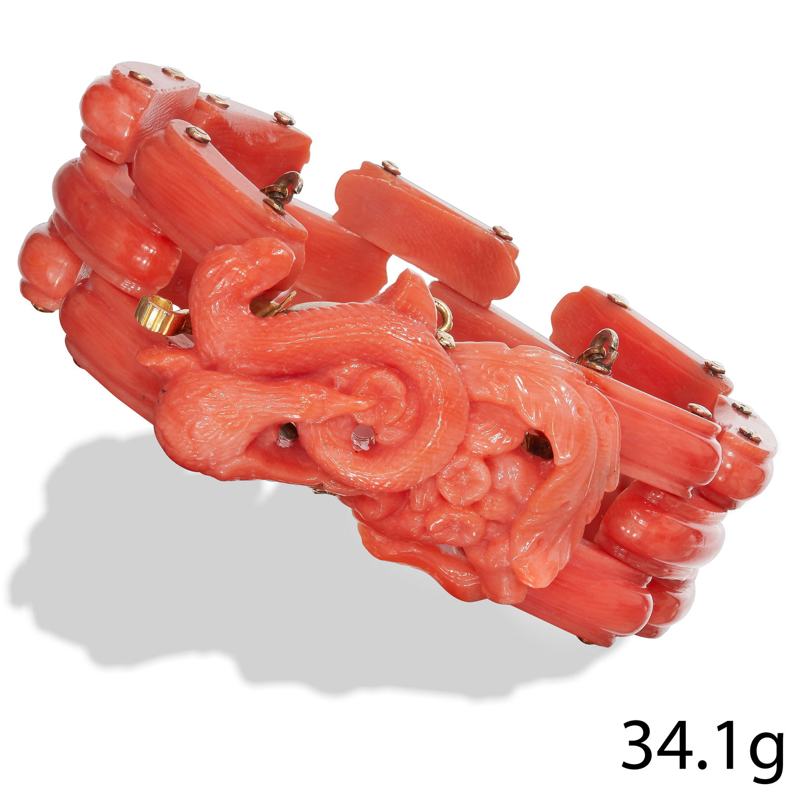 Fine Antique Coral Bracelet With Carved Clasp Auction