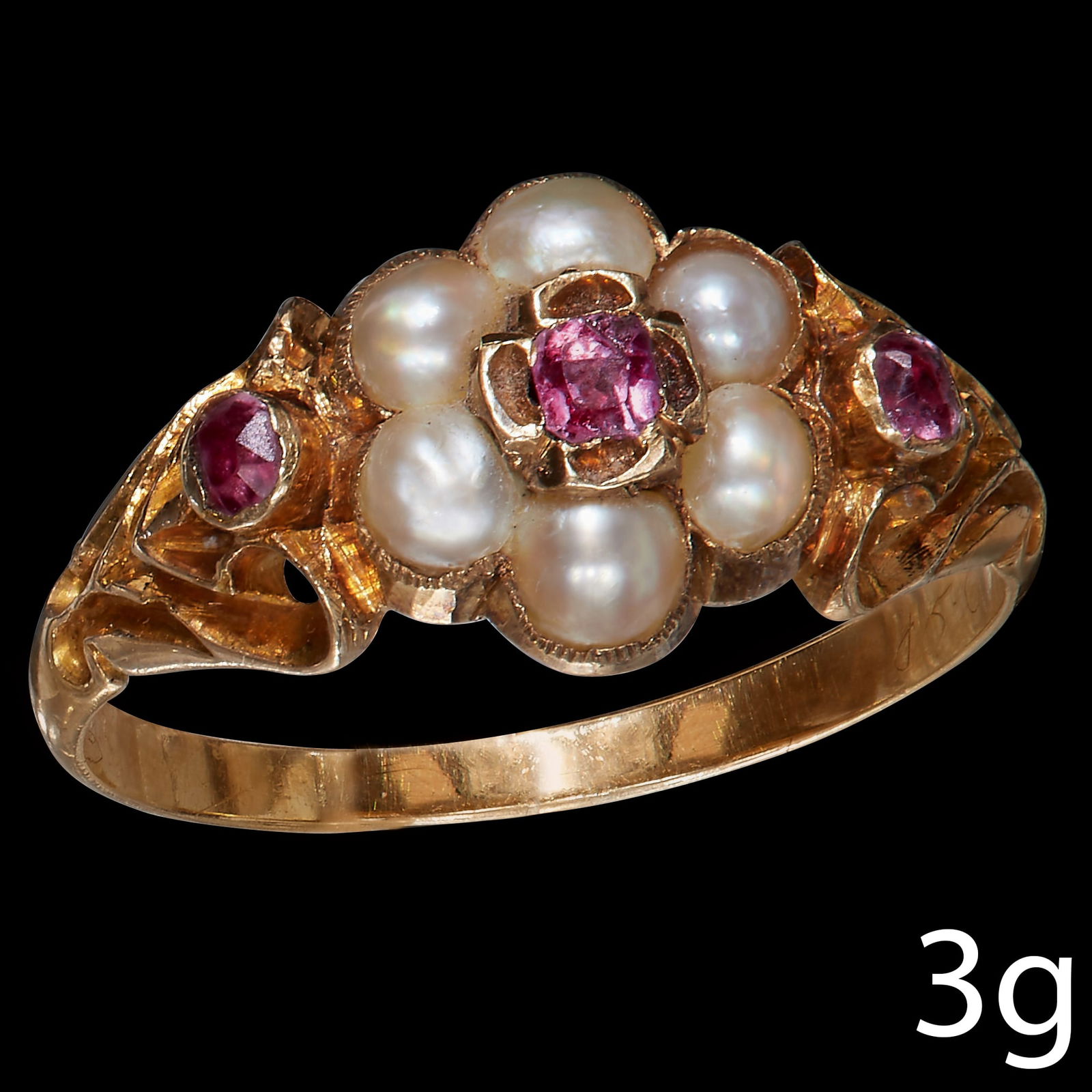ANTIQUE VICTORIAN PEARL AND RUBY RING, (1 of 1)
