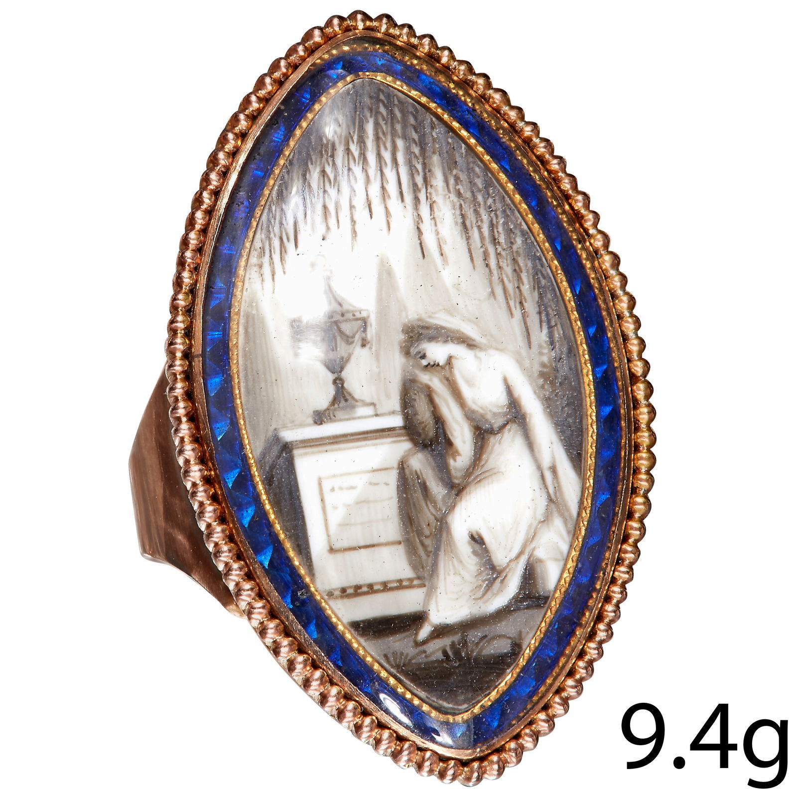 RARE GEORGIAN ENAMEL MEMORI RING, (1 of 1)