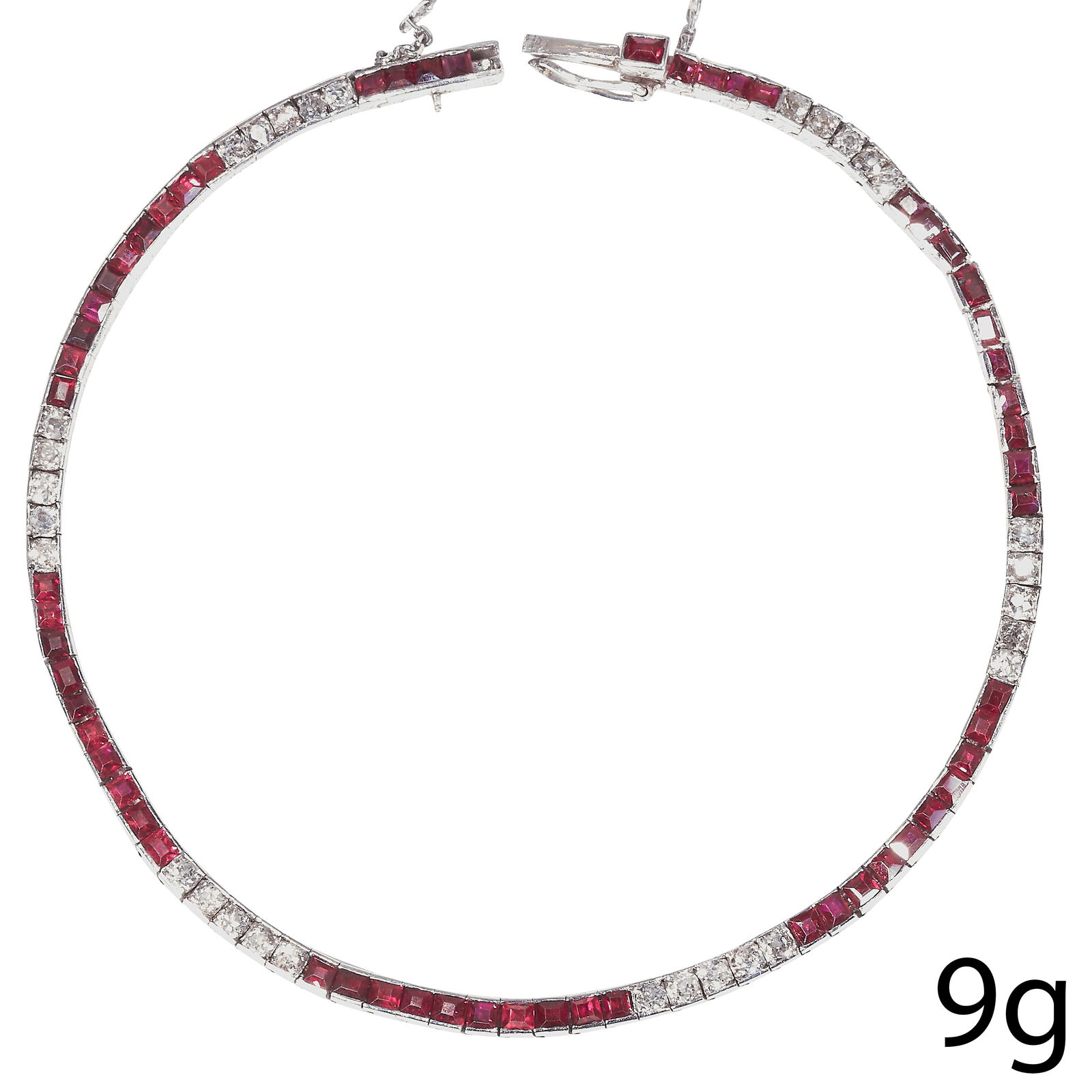 FINE ART DECO RUBY AND DIAMOND BRACELET. (1 of 1)