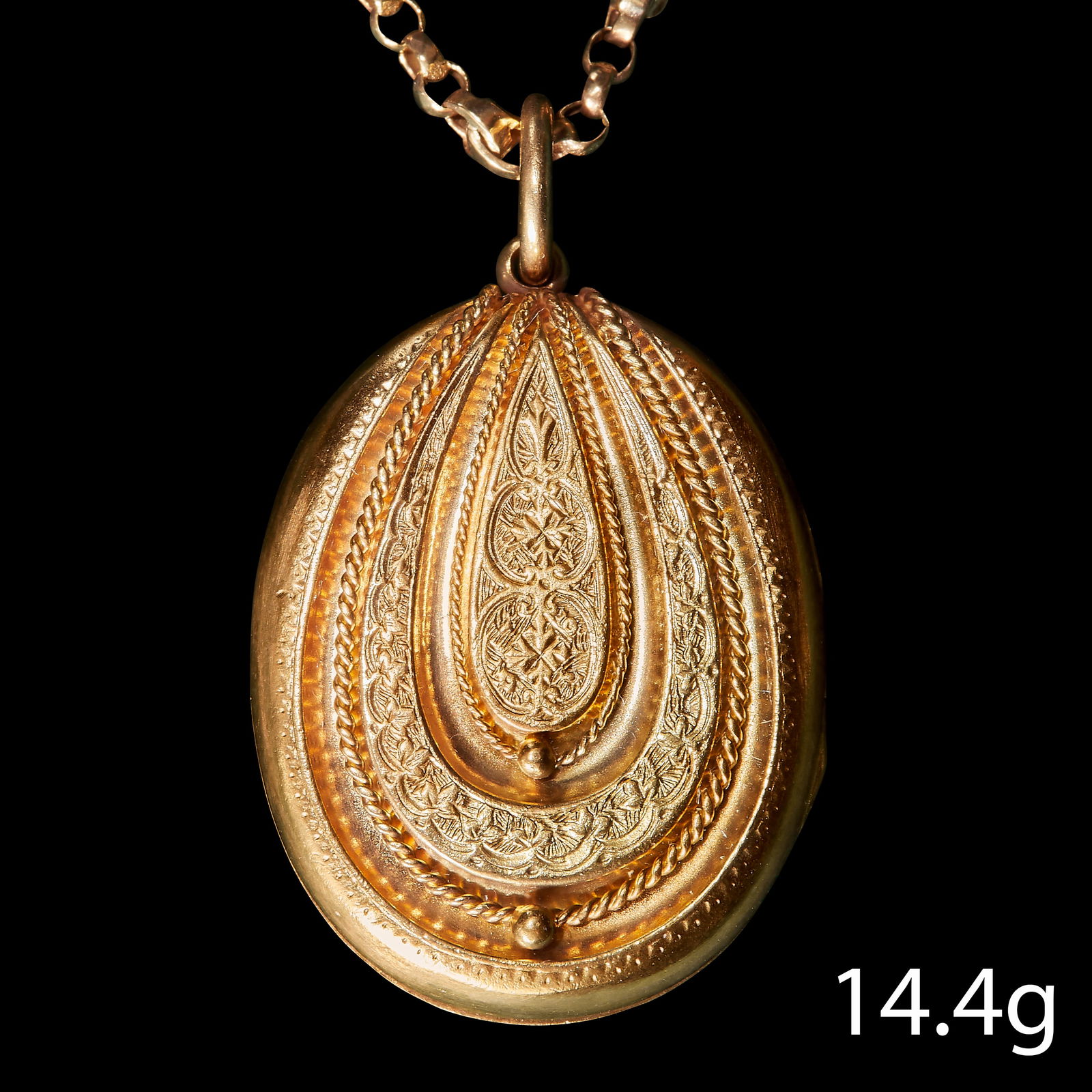 VICTORIAN ENGRAVED LOCKET PENDANT WITH NECKLACE, (1 of 1)