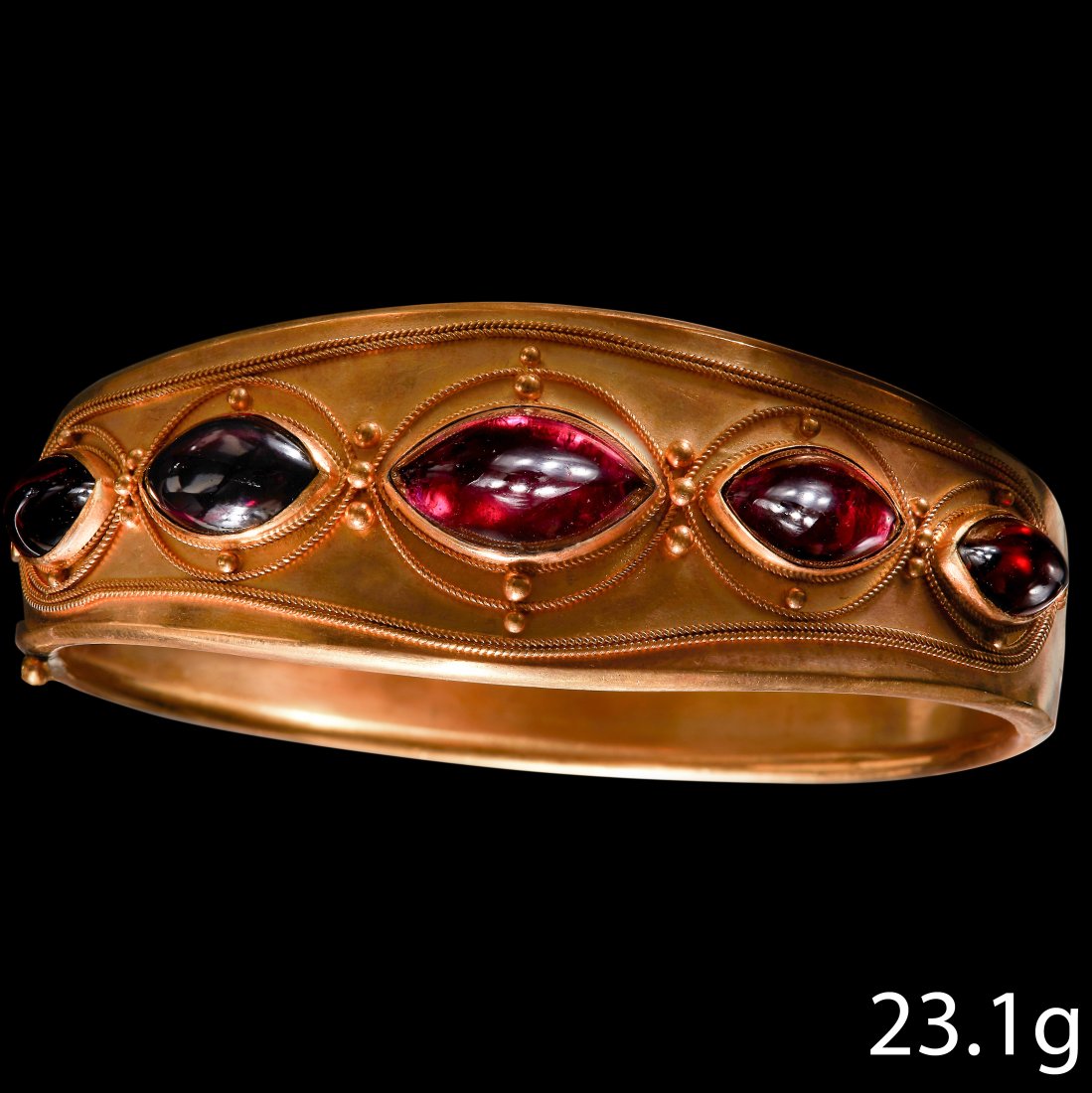 VERY FINE ANTIQUE VICTORIAN GARNET HINGED BANGLE (1 of 1)