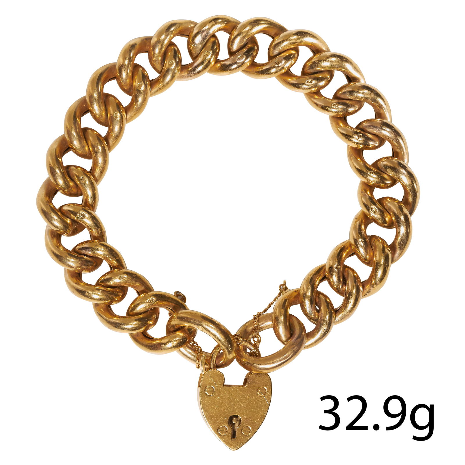 ANTIQUE ROSE GOLD HEART PADLOCK BRACELET (1 of 1)