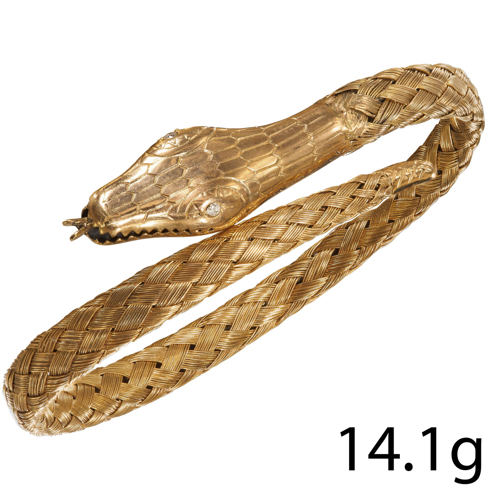 FINE ANTIQUE DIAMOND SNAKE BANGLE (1 of 1)