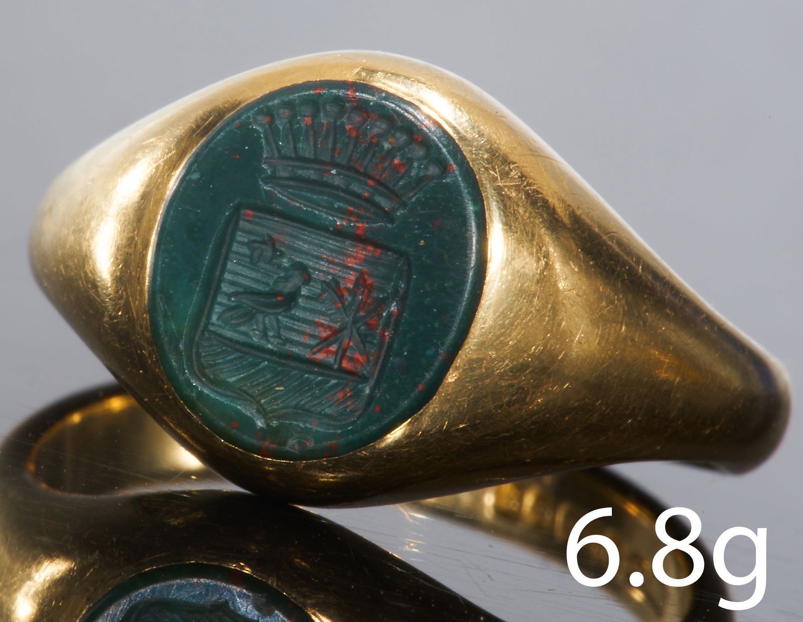 CARVED BLOOD STONE INTAGLIO SIGNET RING (1 of 1)