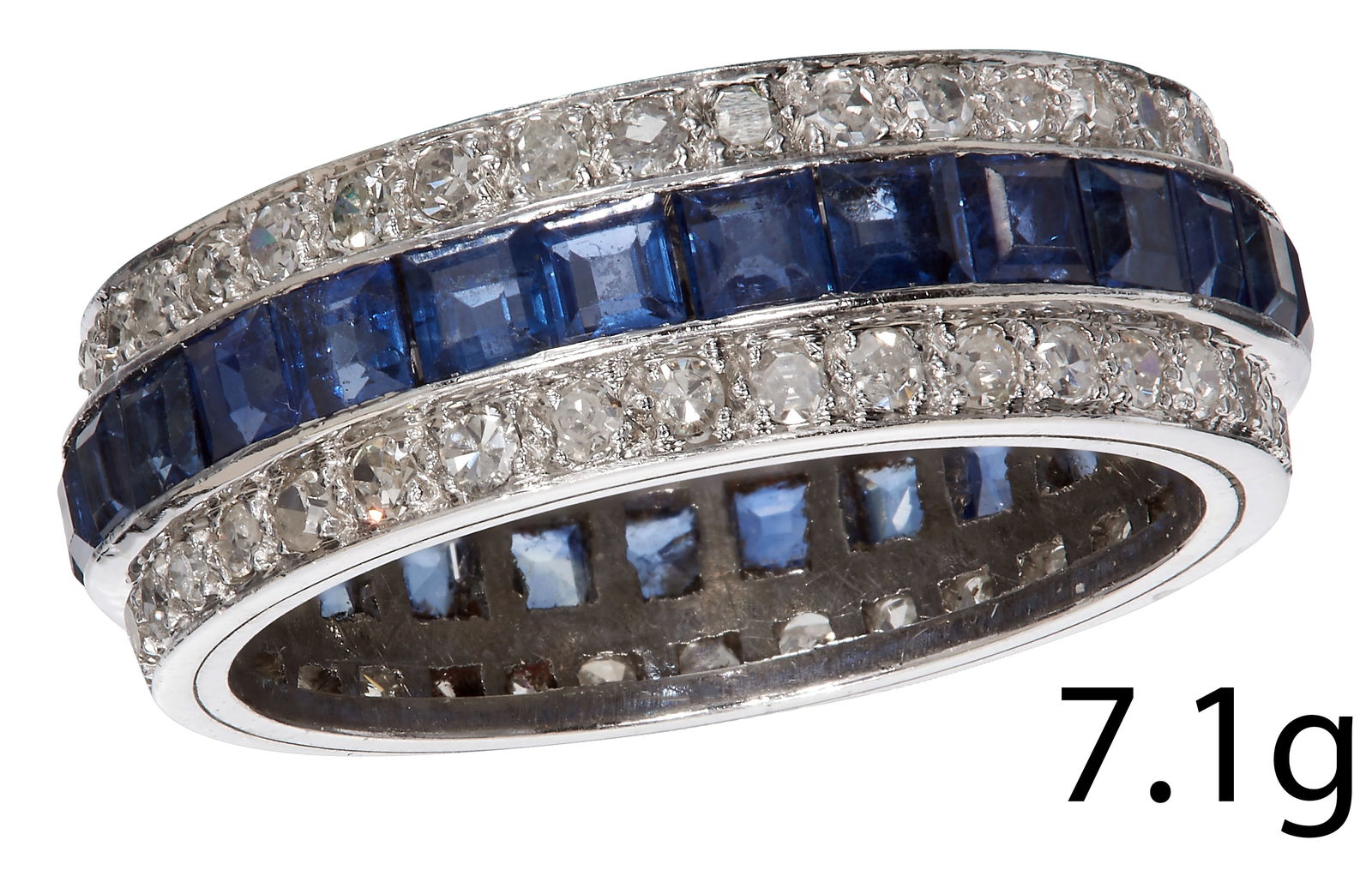 FINE SAPPHIRE AND DIAMOND 3-ROW ETERNITY RING (1 of 1)
