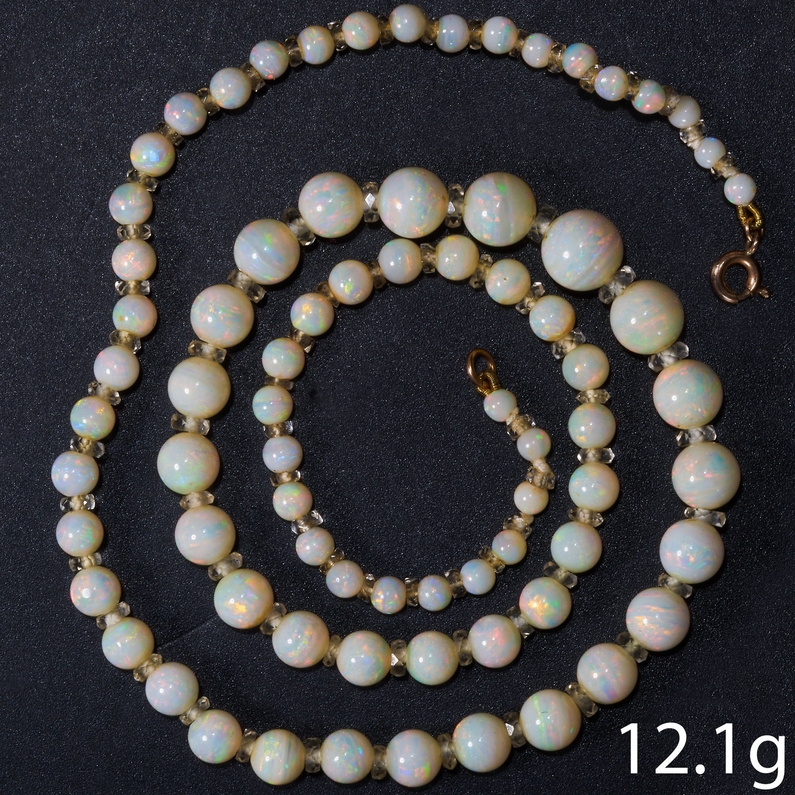 A 1920'S WHITE OPAL GRADUATED BEAD NECKLACE (1 of 1)