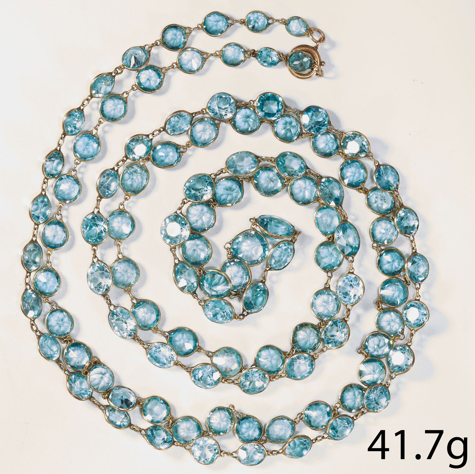 RARE LONG BLUE ZIRCON RIVIERE NECKLACE (1 of 1)