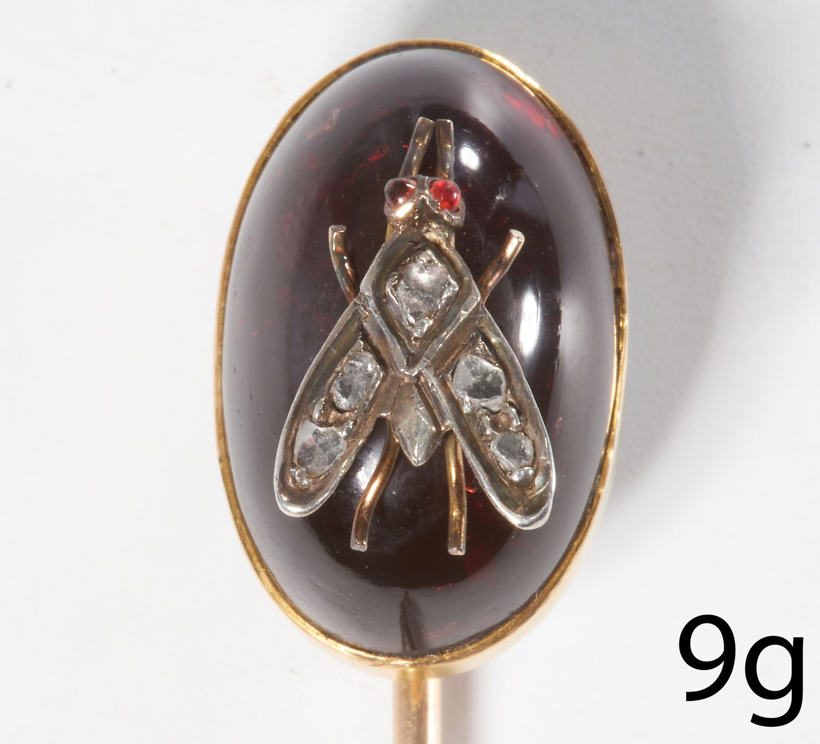 ANTIQUE VICTORIAN GARNET AND DIAMOND FLY STICK PIN (1 of 1)