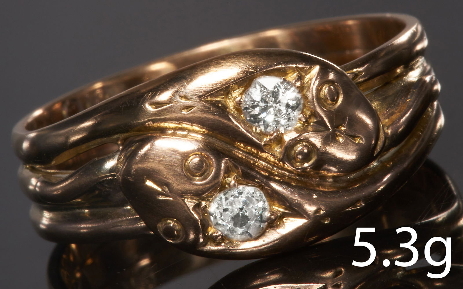 ANTIQUE DIAMOND DOUBLE SNAKE RING (1 of 1)